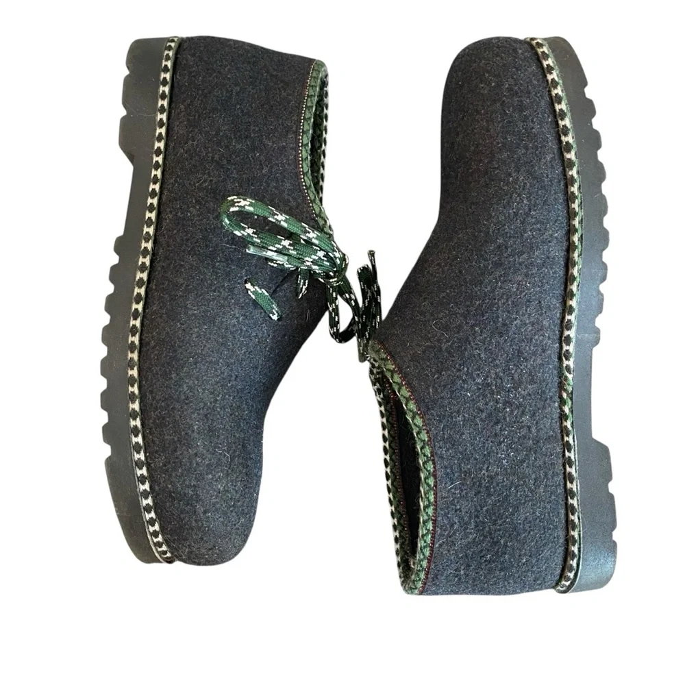 Stegmann Grey Wool Clogs 9 Felt Wild N Wooly Oxford Flat Shoes - Picture 4 of 10